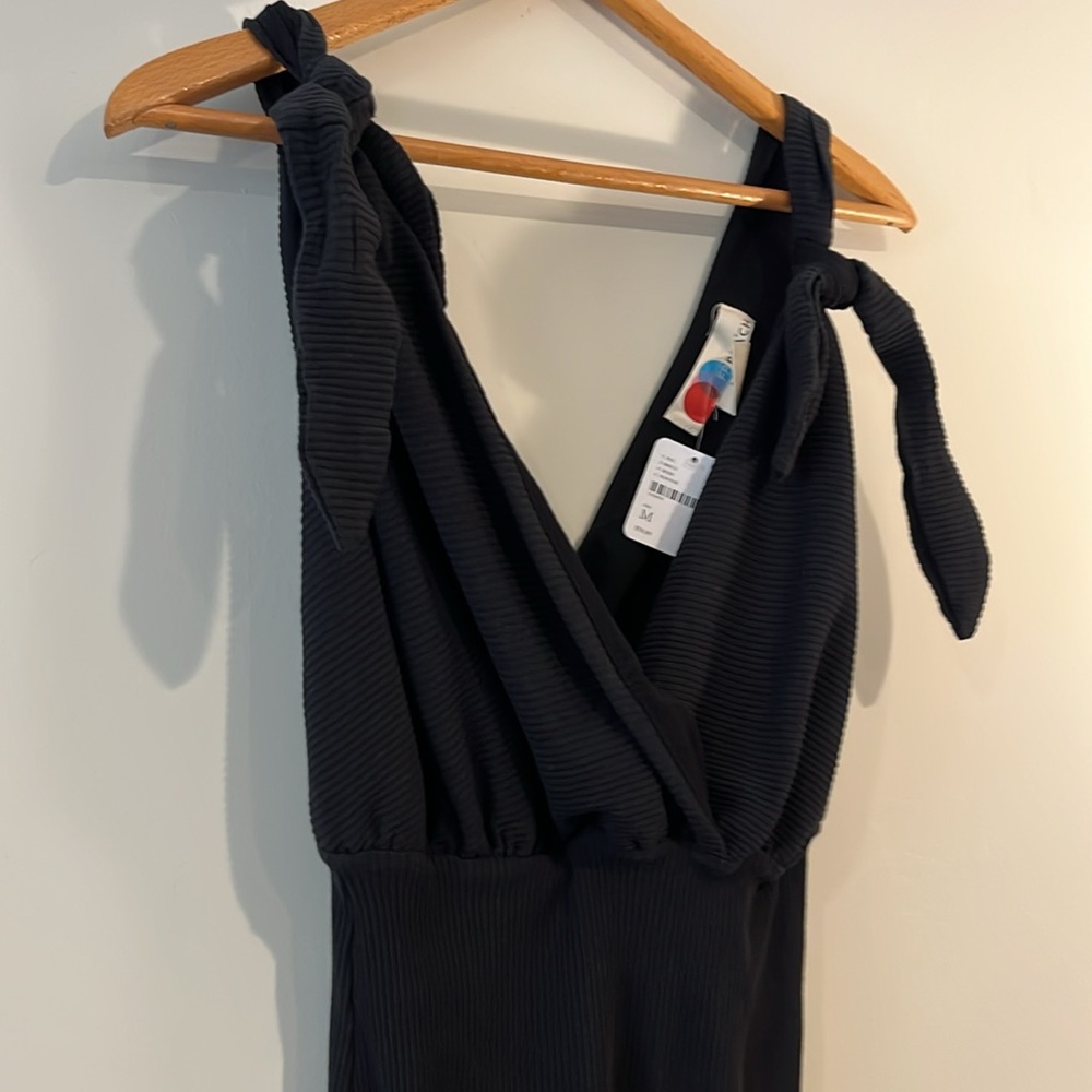 NEW NWT FREE PEOPLE BEACH Black Mini Rodeo Dress Deep V-Neck Womens Medium - Picture 4 of 8
